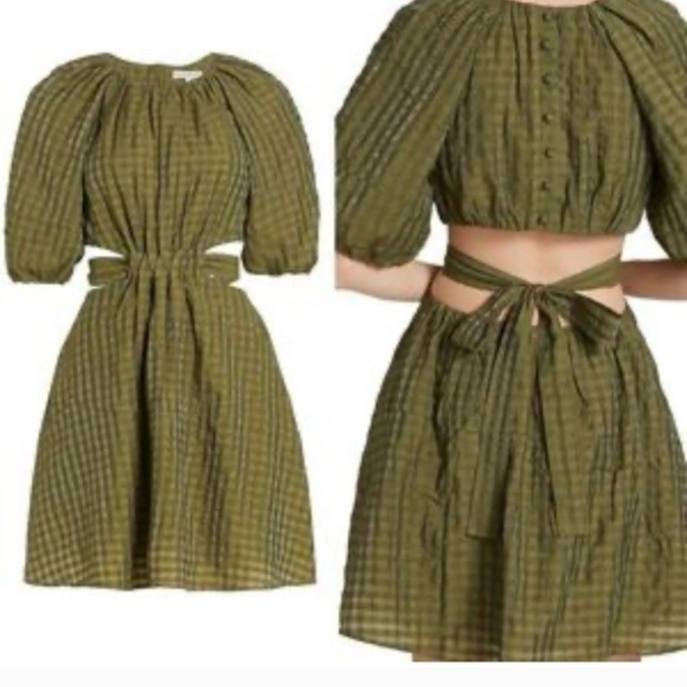 Moon River Olive Plaid Mini Dress